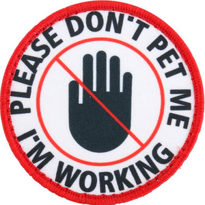 please don't pet patch embroidered black print red border