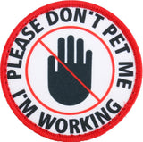 please don't pet patch embroidered black print red border
