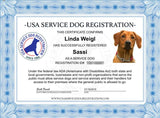 Service Dog Light Weight Mesh Vest Deluxe Registration Package - USA Service Animal Registration