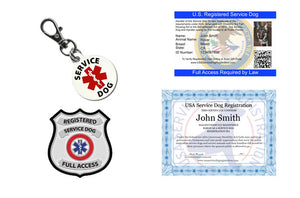 Service Dog Credential Package (Includes ID Card, 2 Service Dog Patches, ID Tag & Digital Certificate Bundle and Save $35) - USA Service Animal Registration
