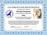 Emotional Support Animal Basic Registration Package - USA Service Animal Registration