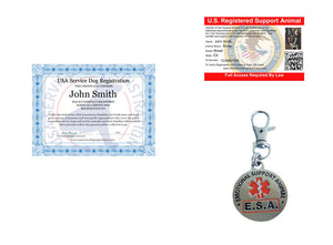 Emotional Support Animal ID Package Includes ID Card, Tag & Digital Certificate - USA Service Animal Registration