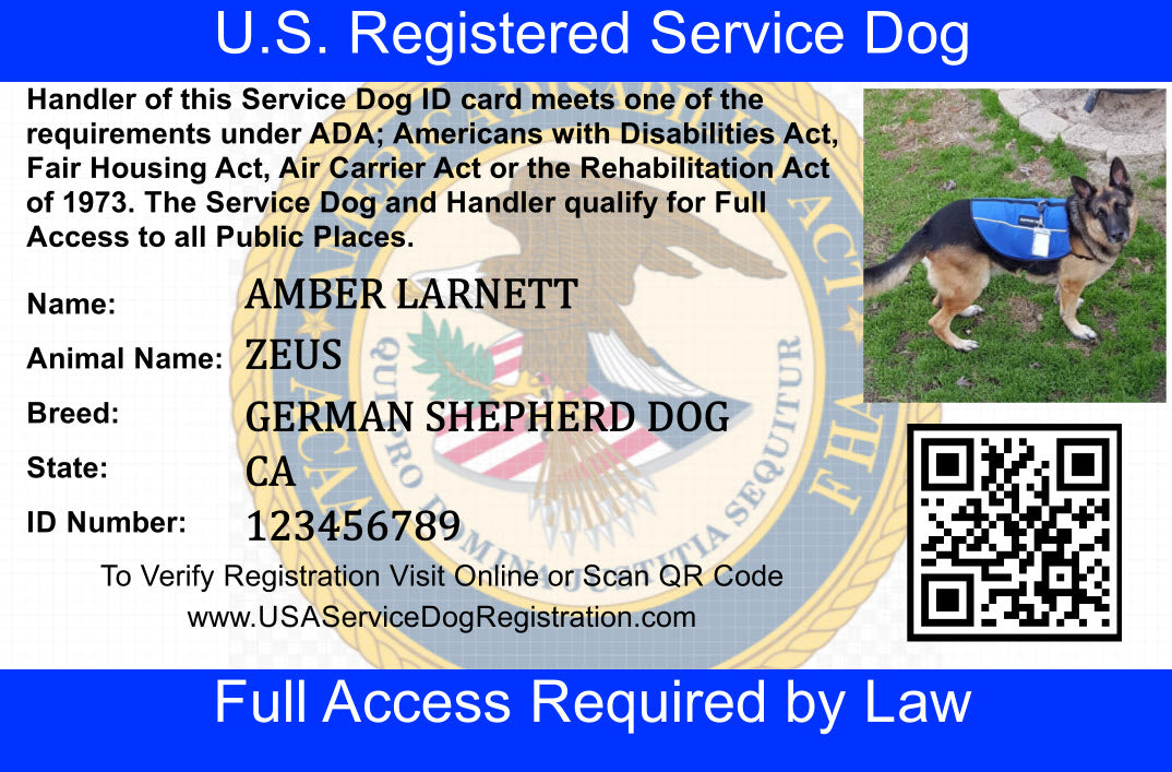 Service Dog Vest and ID Package – USA Service Animal Registration for Free Printable Ada Service Dog Card
