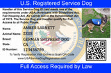 Service Dog Basic Registration Package - USA Service Animal Registration